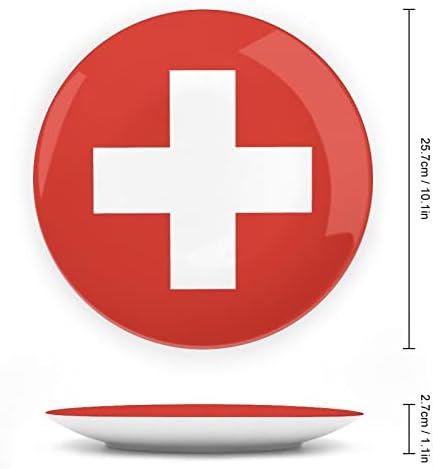 Švicarska zastava kosti Kina Dekorativna ploča okrugla keramičke ploče plovilo sa zaslonom za prikaz za uređenje