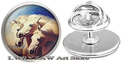 Tri bijela konja - Nakit konja - poklon za ljubitelje konja - KONSES PIN - Klasična umjetnost