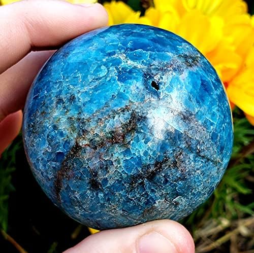 Plava apatitna polirana sfera prirodna ljekovita metafizička čakra kristalno liječenje uzorka dragulja -