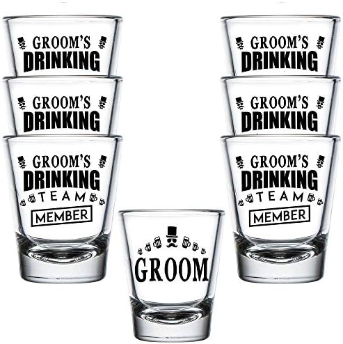 shop4ever Groom and Groom's drinking Team Member Glass Shot Glass wedding Bachelor Party Shot Glass