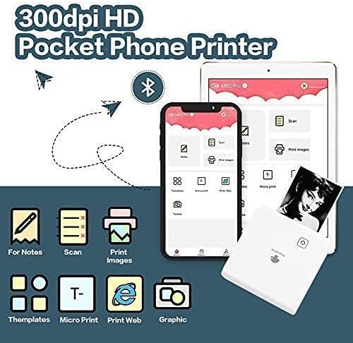 Phomemo M02 PRO mini termički pisač - Bluetooth Photo Printer sa papirnim papirom za prozir 3 Rolls,