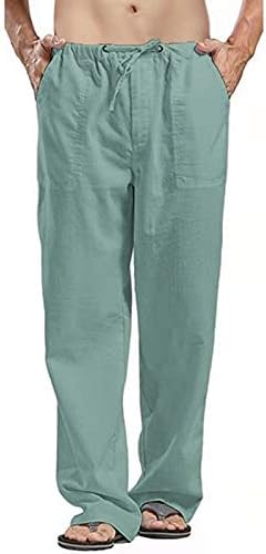 Ležerne pantalone za muškarce, ležerne posteljine posteljine pantalone džepne hlače prozračne ljetne