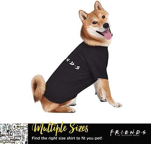 Prijatelji TV emisija Iconic Logo Dog T Shirt u Crnoj / mekoj košulji za psa, majica za psa koja se može prati u mašini, mala težina i polu-rastezljiva | veličina Srednja za sve male do srednje pse