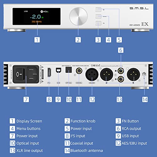 S. M. S. L D400ex Audio DAC, 1pcs AK4191 / 2pcs AK4499EX čipovi, MQA XMOS XU-316 DSD PCM THD+N 0.00006%,
