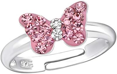 Aube nakit hipoalergeni 925 Srebrni kristalni leptir prsten podesiva veličina za djevojčice i žene
