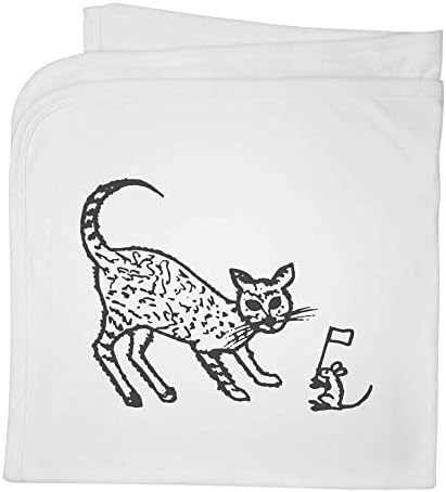 Azeeda 'Bijela zastava Mouse & Cat' Pamučna beba pokrivač / šal