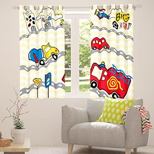 Crtani automobili za dječake, prozori za prozor vatrogasaca 42 WX63 L, zavese za traktor za