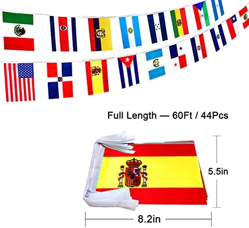 LOVEVC 2 SET 22 ŠPANIČNI JEZIKNI ZELENI ZEMLJI Zastave Banner String za učionice Latinoameričke latino