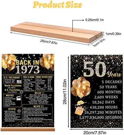 TrgowAul 50. rođendan ukrasi žene, dvostruko print crno zlato natrag 1973 rođendanski poster akrilni stol