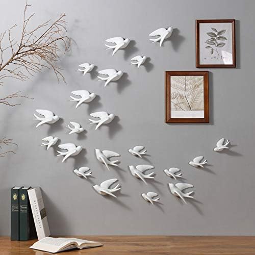 Dorlotou set od 6 Bijele keramičke ptice doves vrapci lastavi zidni dekor viseći za spavaću sobu Garden