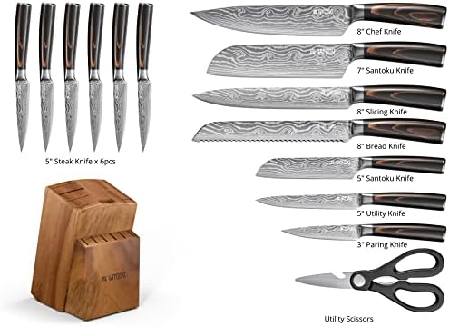 Yatoshi 13 set za nož - Pro kuhinjski nož set ultra oštrog nehrđajućeg čelika visokog ugljika sa