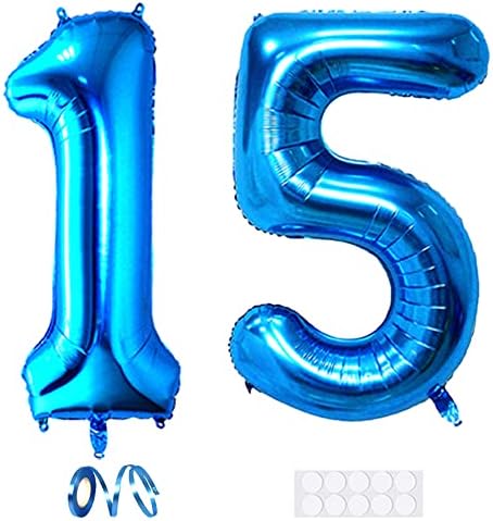 XiHuimay broj 15 baloni 40 inčni digitalni balon abeceda 15 rođendan baloni Digit 15 helijum baloni Veliki