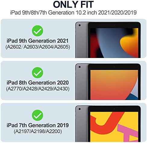 Slučaj za iPad 9. / 8. / 7. generacija iPad 10.2 Slučaj 2021 i 2020 i 2019, tanak lagani udarni