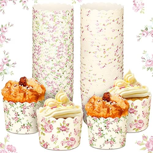 100 kom Vintage floral Cupcake Wrappers, Floral Cupcake Baking Muffin Wrappers Pink Cupcake Liners akvarel