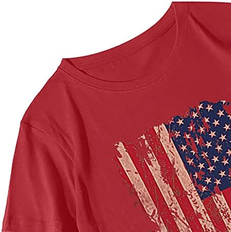 Patriotske majice za ženska američka zastava majica Ljetni casual vrhovi kratkih rukava Stars Striped Comfy labavi