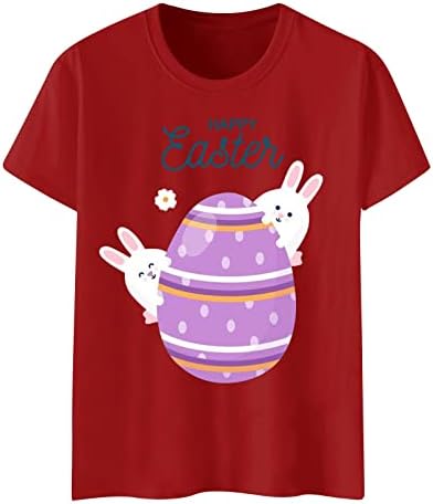 Sretan Uskrs majice za žene slatka zečja jaja grafički T-Shirt kratki rukav posada vrat Casual Tee Tops Holiday