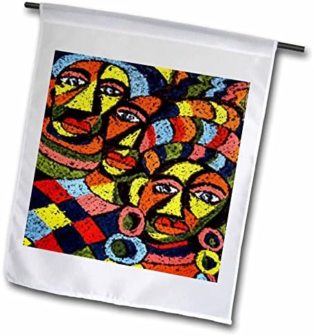3Droza slika slikanja crvene žute i plave afričke lica u sažetku - zastave