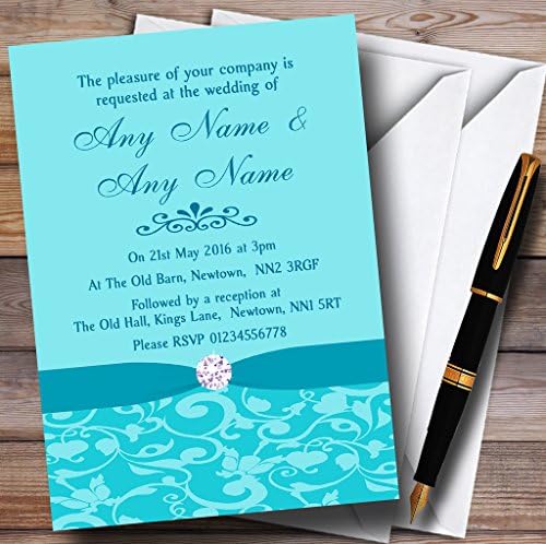 The Card Zoo plava vintage cvjetni damask Diamante Personalizirane pozivnice za vjenčanje