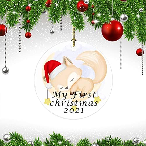 Bebin 1. Božićni Ornament 2021, Baby Elephant Ornament, slatki Slon koji spava na Mjesecu dekoracija