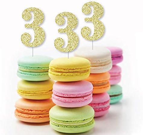 Zlatno sjaj 3 - NO-nered pravi zlatni sjajni brojevi - 3. rođendan strana Confetti - set od 24