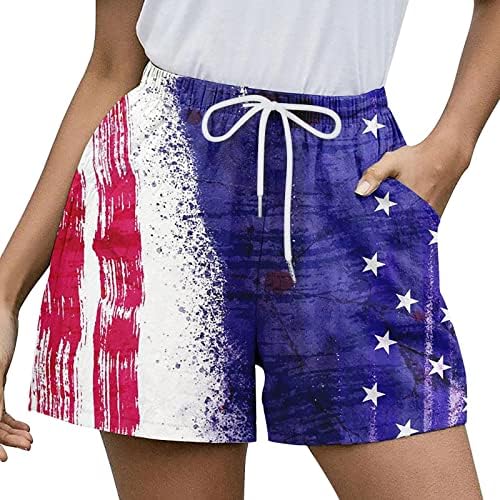 RUIRUILICO ženske kratke hlače za široke noge američka zastava Patriotski ljetni ležerni šorc