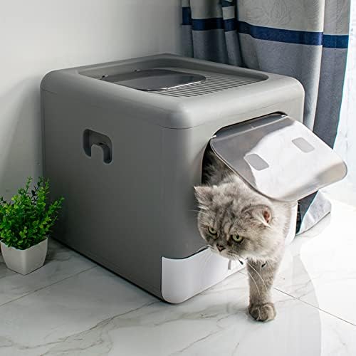 Tfwadmx velika sklopiva kutija za smeće za mačke sa poklopcem gornji ulaz Kitty WC zatvorena
