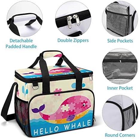 Hello Whale Puzzle izolovana torba za ručak za višekratnu upotrebu nepropusna Cooler tote kutija