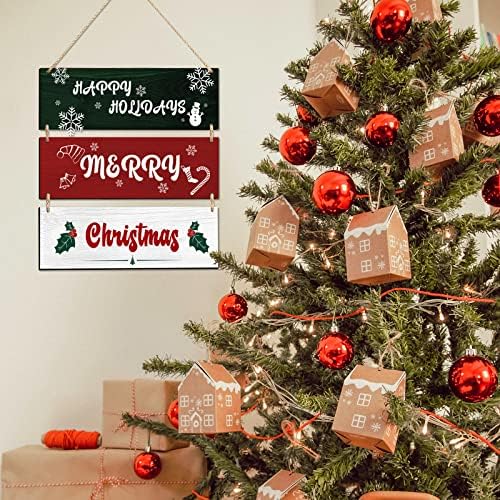 WAN2TLK 3 komada Božić viseći zidni znak drveni dekor, drvena pahuljica plaketa zimski Božić zidni ukrasi vrata,