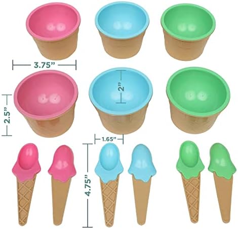 Kućni i hoopla za sladoled Konusne posude sa vaflom dizajniranim kašikama u različitim bojama,