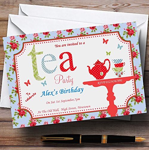 Inspirirani cvjetni vintage čaj personalizirali pozivnice za rođendan