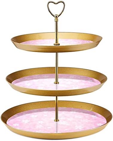 Set stalka za torte od 3 komada, cvijeće na ružičastom plastičnom držaču za Cupcake Candy stalak za voćne