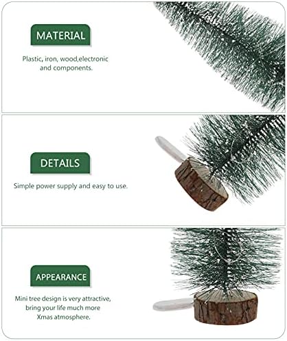 DoItool 1pcs Božićni stolnik mini borovi, umjetni kedar Božićna stabla, četkica za četkicu sa drvenim