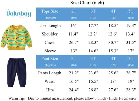 VolunBoy Toddler Boys Sets Sets Little Boy odjeću Dugi rukav pulover jogger hlače Djeca 2 komada