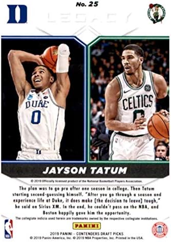 2019-20 Panini Terminis Nacrt Picks Legacy 25 Jayson Tatum Boston Celtics / Duke Blue Devils Basketball