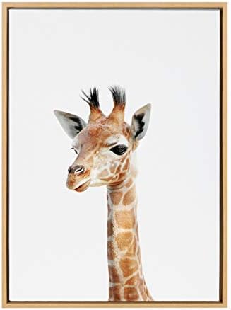 Kate i Laurel Sylvie Baby žirafa portret sa životinjskim printom uramljen zid na platnu Umjetnost