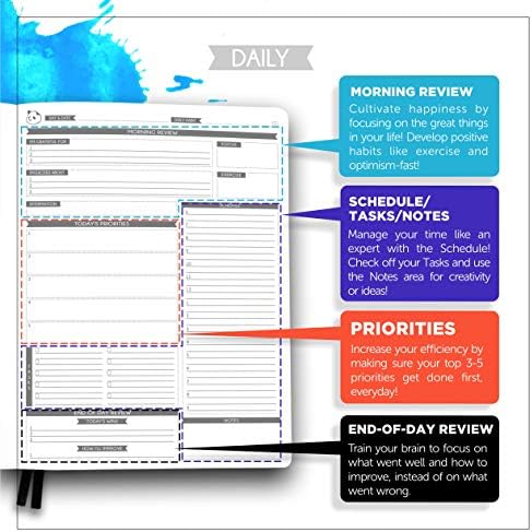 Black Pro nedidiran 6-mjesečni dnevni plan - dnevni planer sa kalendarom za stalak za tragač cijele