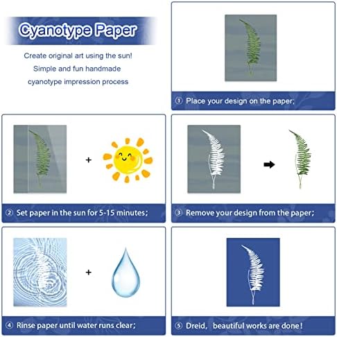 30pcs cijanotip papira Sun Print Print Kit Kit Ispiši solarni crtež za DIY ARTS zanatski projekti