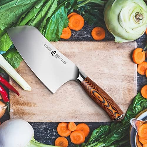 TUO Cleaver nož 7 i krušni nož 9, kineski kuharski noževi i suštini, nazubljeni rezbarski nož, ručka