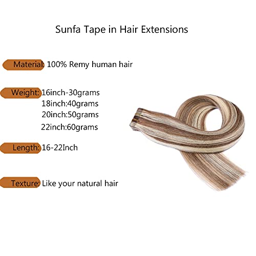 SUNFA Hair Extensions Human Hair Extensions Natural Invisible Skin PU Weft 18 40g traka na pravim
