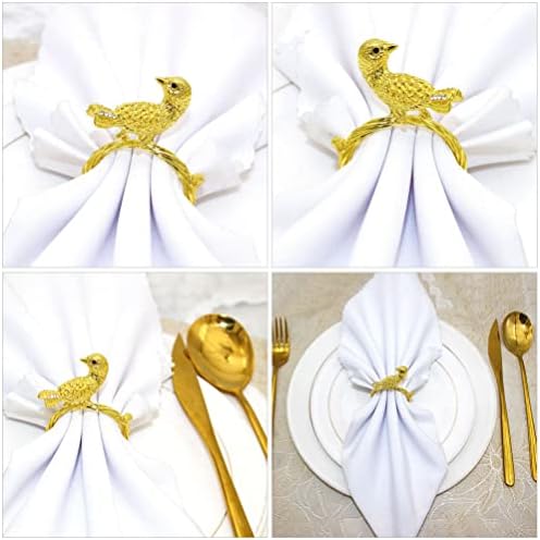 VeeMoon zlatni metalni ptičji prstenovi 4pcs proljeće vjenčani držač za salvete Životinjski serviet prstenovi