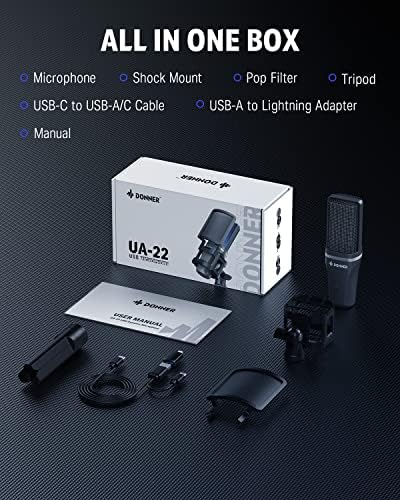 Donner USB mikrofon, kondenzatorski Kardioidni mikrofon za PC, PS4 / 5 & amp; Mac, Gaming Mic