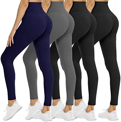 4 paketa za žene - High Struk Tummy Control Soft Ne vid-do crnih joga hlača za atletski trening