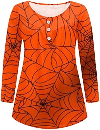 Akklian Halloween kostimi za žene Spider Print modni košulji Dugi rukav okrugli vrat tunika labava odjeća