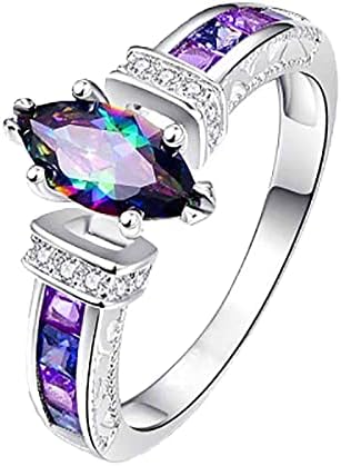 Srebrni simulirani dragulj pasijans modni prsten ljubičasti ametist zaručnički prsten za žensko rođenje