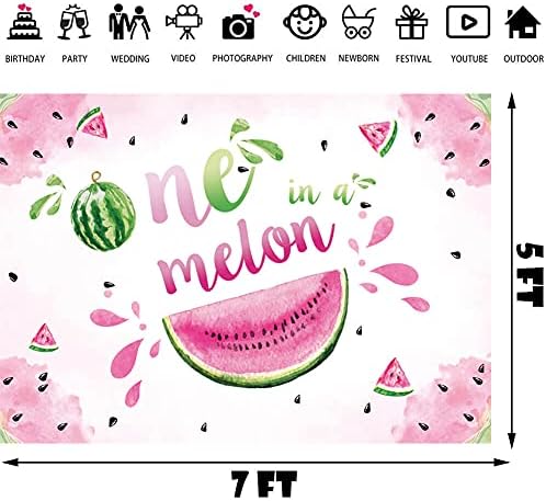7x5ft Pink jedan u pozadini za fotografiju dinje lubenica 1. rođendan fotografija pozadina ljetne voćne djevojke tematski prvi rođendan Baby Shower potrepštine za zabavu foto Studio rekviziti dekoracije Banner