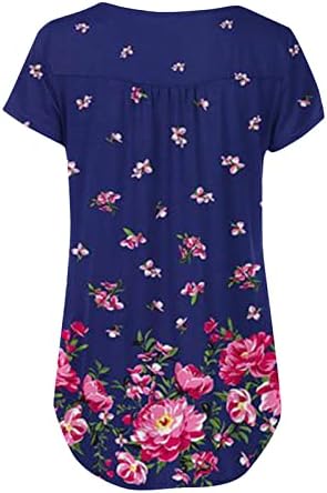 Bluza majica za žensku jesen ljeto 2023 Odjeća Trendy kratki rukav pamuk Crew vrat cvjetni grafički Top 9F
