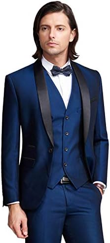 MY'S Mens 3-komad odijelo šal rever jedno dugme Tuxedo zimska tkanina Slim Fit Premium večeru jaknu prsluk