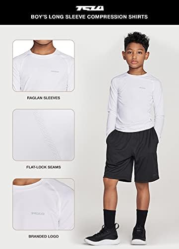 TSLA Kid's & amp; Boy's Cool Dry Long Sleeve Compression Shirts, Athletic Workout Shirt, Sports