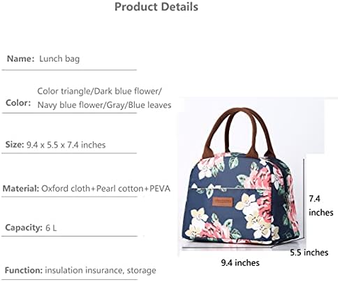 Zihanloy torbe za ručak za višekratnu upotrebu za žene, male torbe za ručak za očuvanje toplote i čuvanje osvježavanja,
