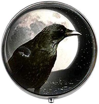 Charm Full Moon Crow-Art Photo Pill Box - Charm Pill Box - Staklena Kutija Za Slatkiše